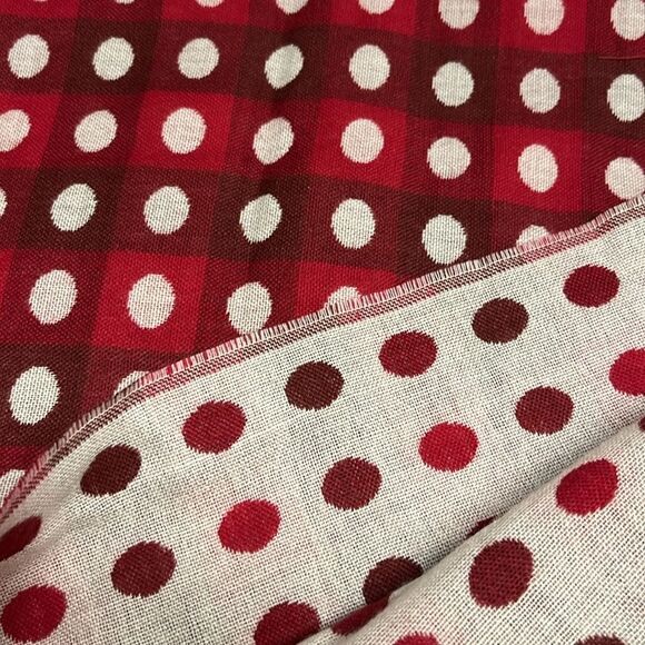 Talbots Women’s Red Cream Polka Dot Wool Blend Fashion Scarf Fringe 75”, 17.5” - Picture 9 of 16